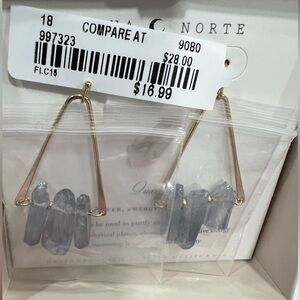 NWT 14k Plated Brass Quartz Earrings